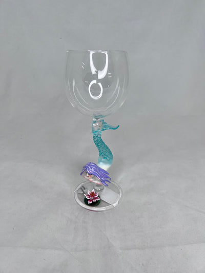 blown glass stemware with mermaid