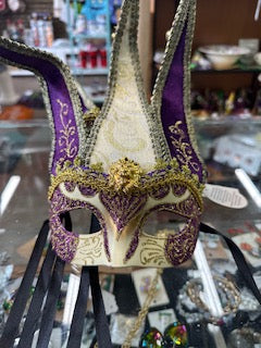 Jester Mask Purple and Gold Glitter