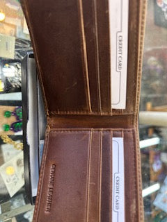 Genuine Leather Collegiate Tri-Fold Wallet