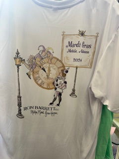 Poly Blend Dri Fit Mardi Gras Clock Themed T- Shirt