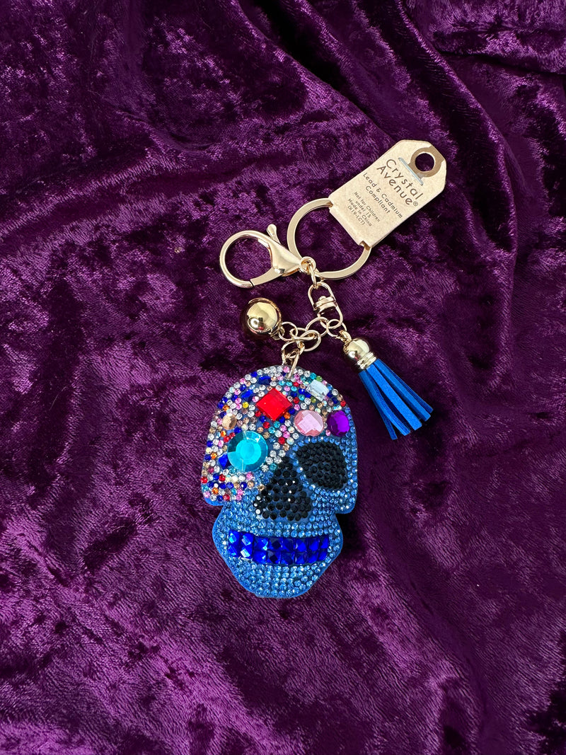 Bejeweled Skull Keychain