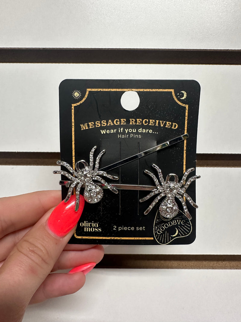 Halloween Message Received Hair Pins 2 pc