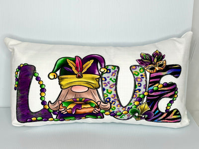 Mardi Gras Gnome Lumbar Pillow