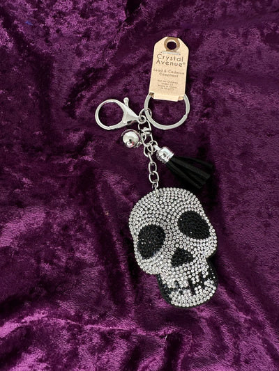 Bejeweled Skull Keychain