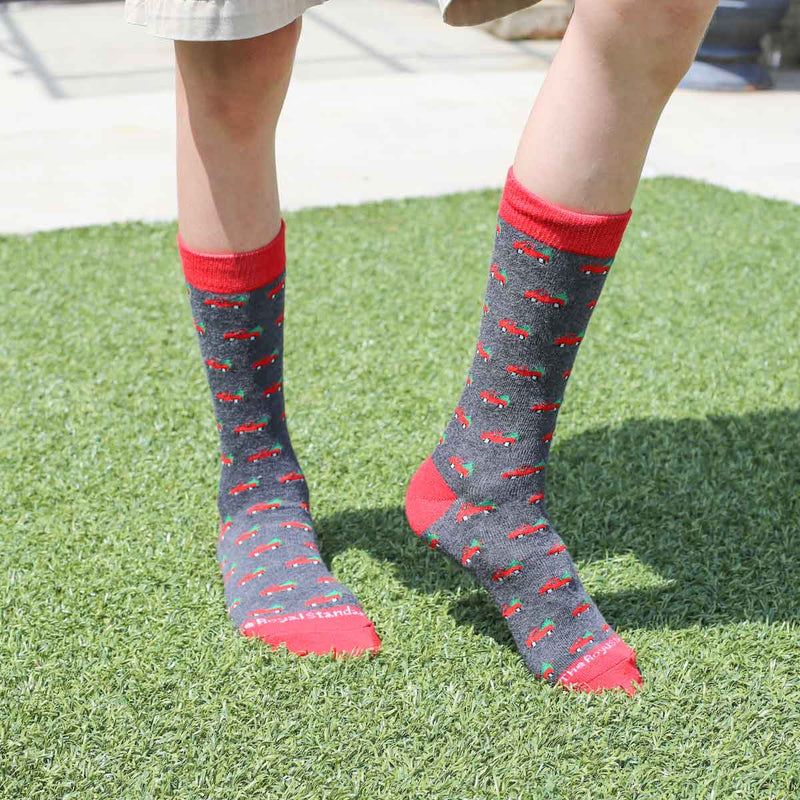 Youth Christmas Truck Socks Grey/Red