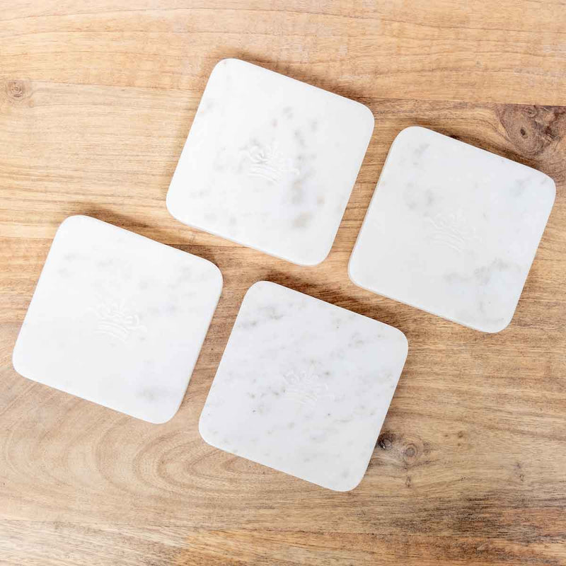 Crown Etched Coasters White 4x4