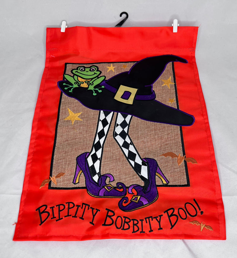 Small Halloween Flag Witch Hat with Frog