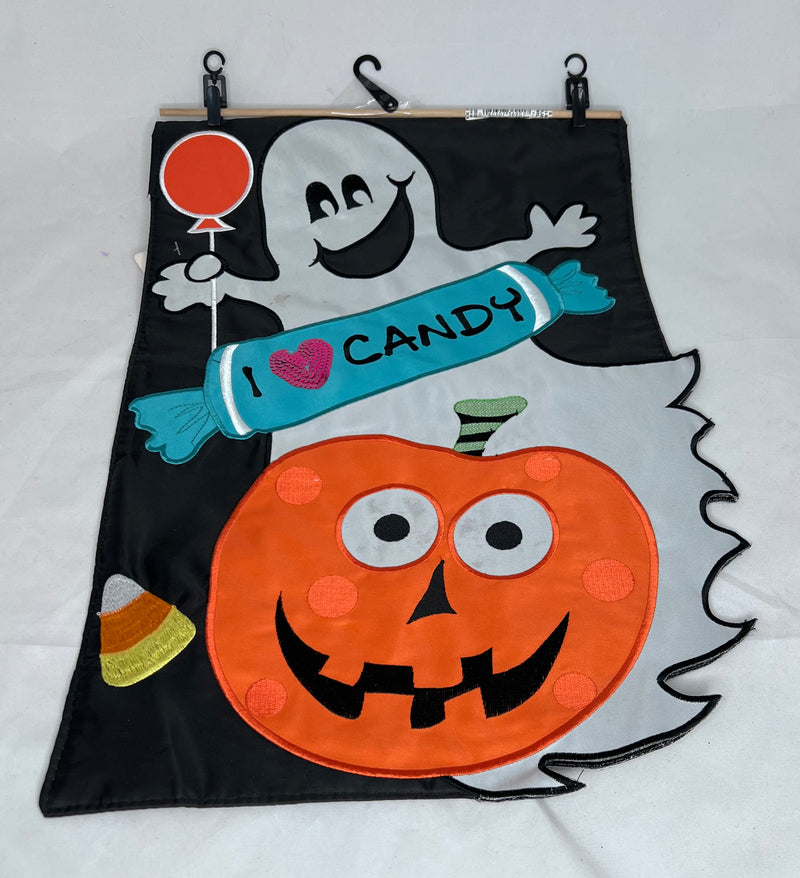 Small Halloween Flag with Ghost and Pumpkin
