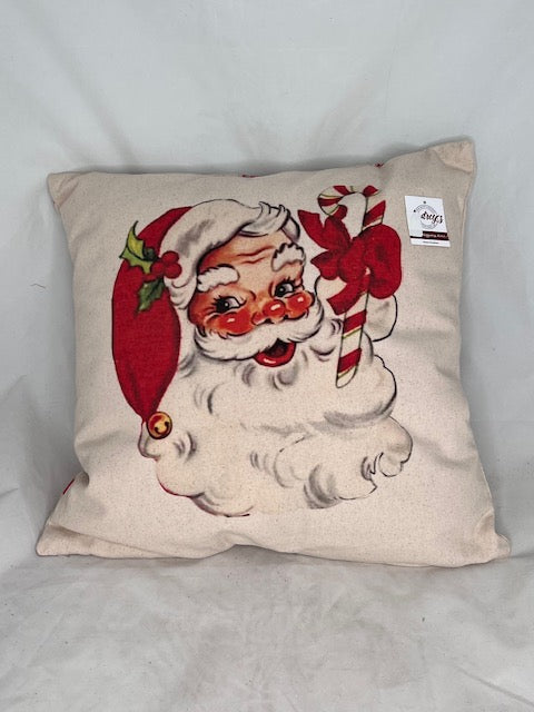 Santa pillow. Cream-colored background. Reversible. 