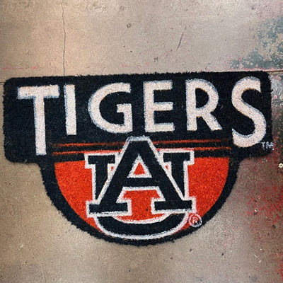 Auburn Tigers Coir doormat in navy, orange, and white. Tigers
