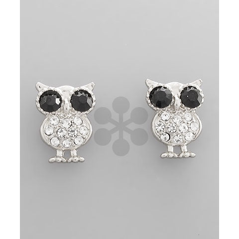 Owl Crystal Post Earrings