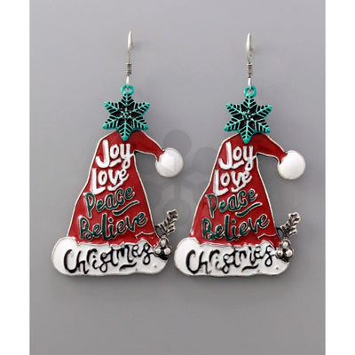 Christmas hat enamel earrings