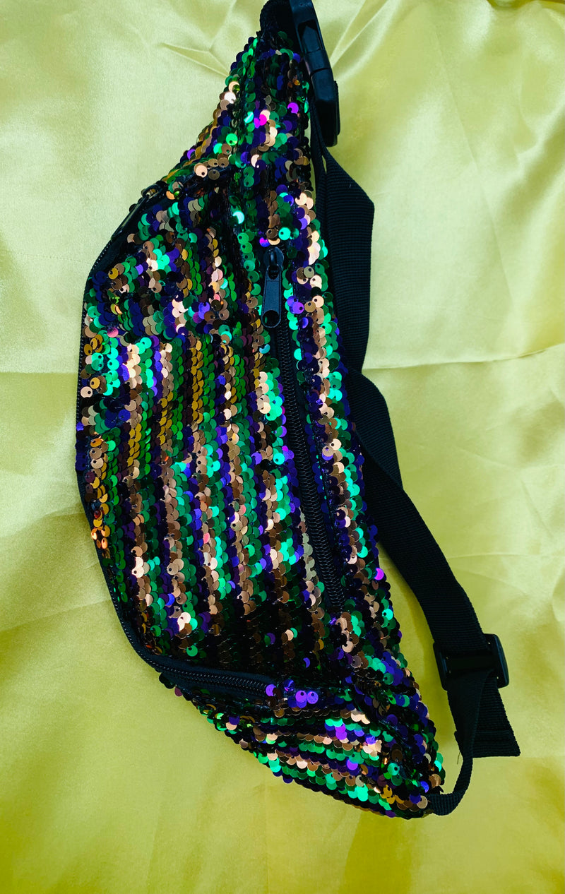 Mardi Gras Fanny Pack Stripe Sequins