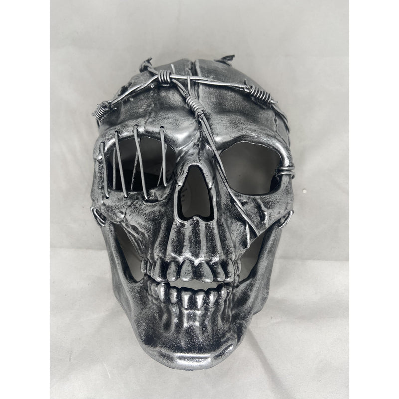 Skull mask barbwire silver