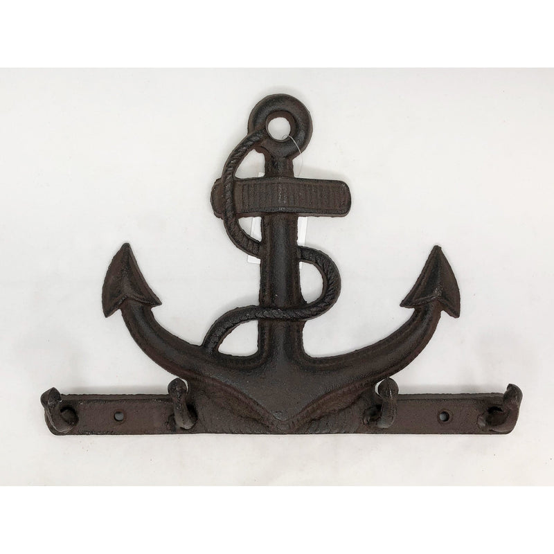 Anchor Key Rack (cast iron)  Rustic finish, 10" wide X 7" tall.