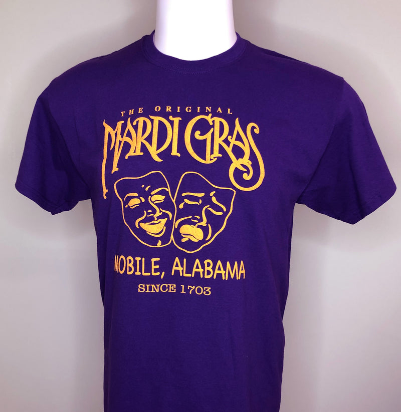 Mardi Gras Faces Shirt Sleeve Shirt - Purple