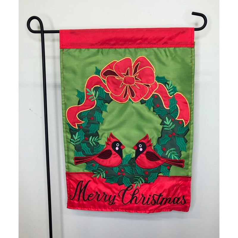 Small Christmas Flag (Wreath/Cardinals)