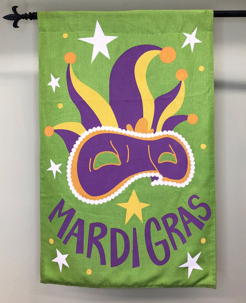 Mardi Gras Flag (Green with Mask) 30" x 44"