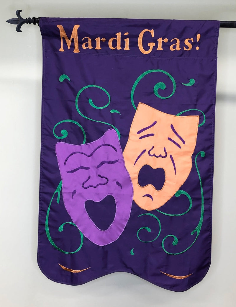 Mardi Gras (Comedy/Tragedy) Purple & Yellow Flag 28" x 44"