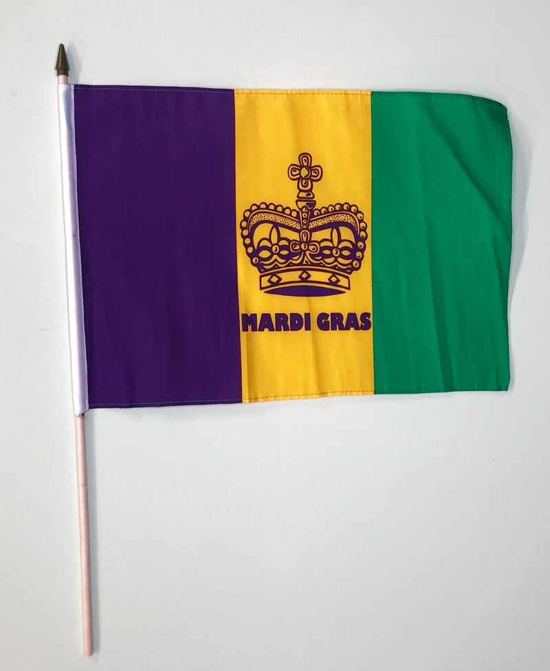 Mardi Gras Stick Flag (Crown) 12" x 18"