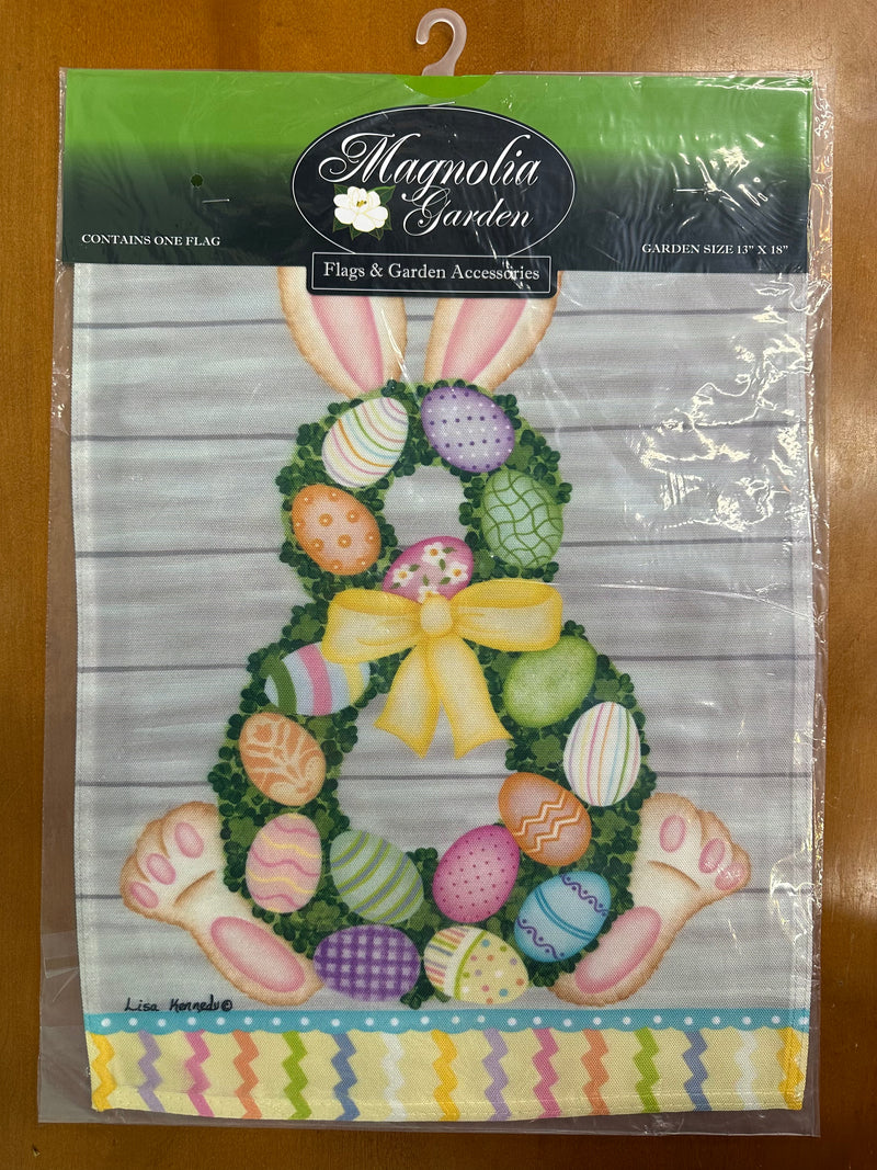 Bunny Easter Wreath Garden Flag 13" x 18"