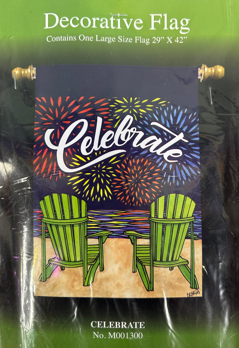 Celebrate Fireworks Chairs Flag 29" x 42"