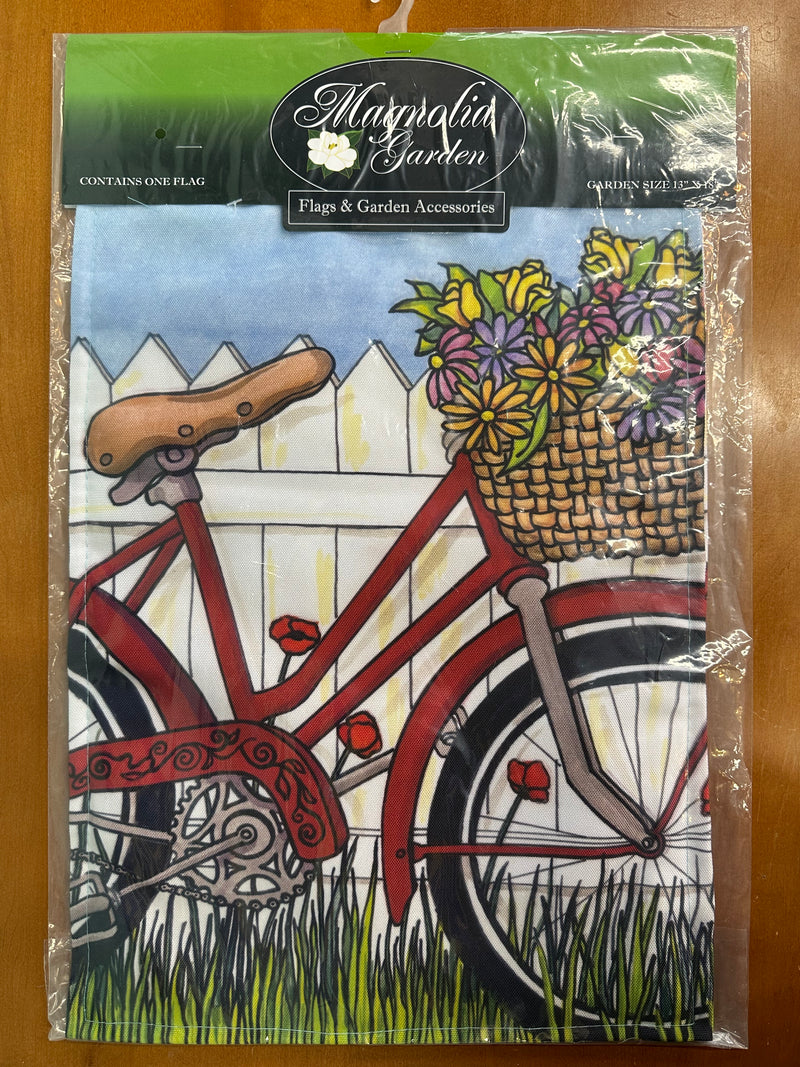 Bike with Flower Basket Garden Flag 13" x 18"