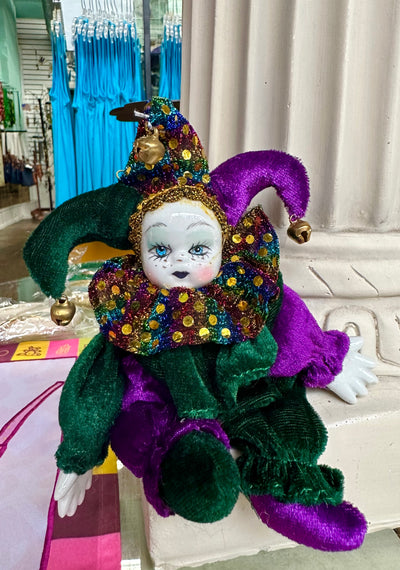 Mardi Gras Jester China Doll (Rainbow)