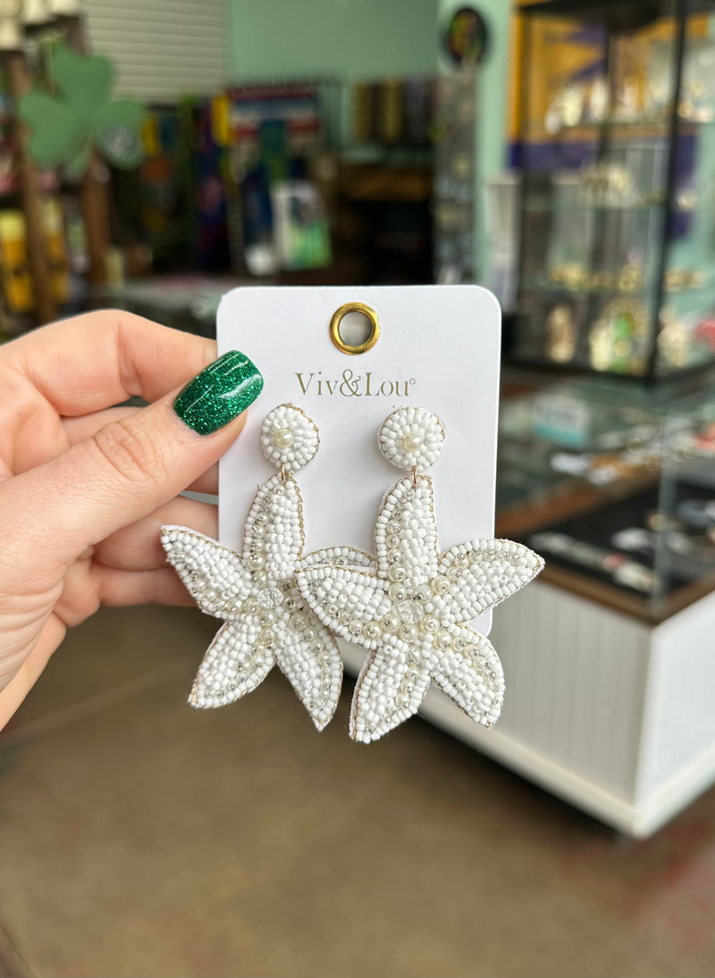 Starfish Earrings White