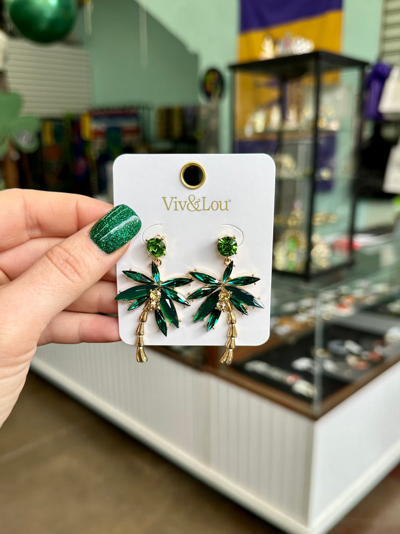 Palm Tree Gem Earrings