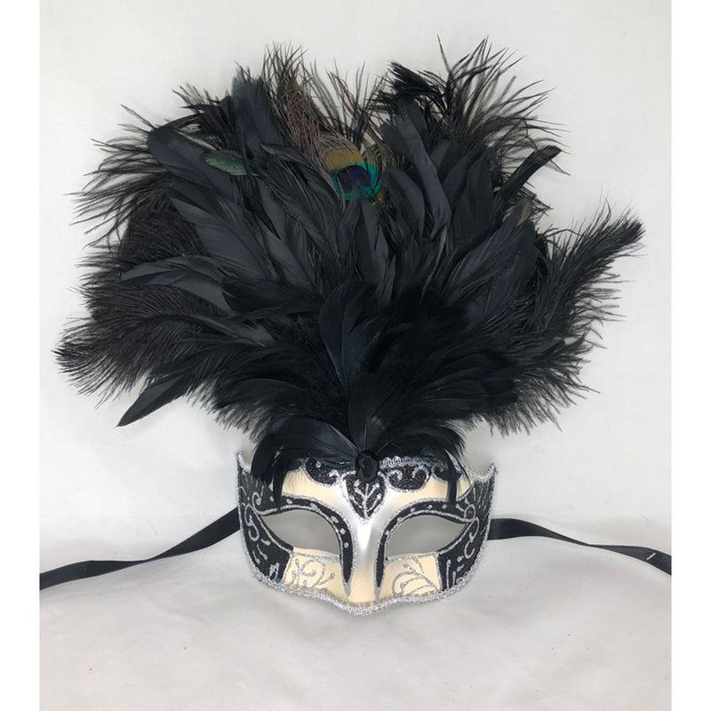 Black Tall Feather Mask