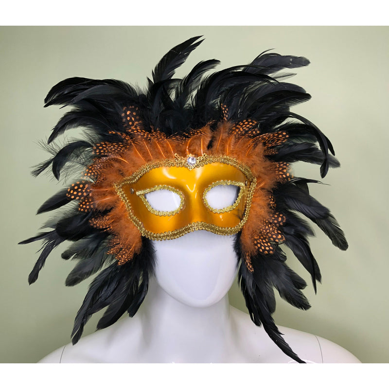 Mask (gold w/black feathers)