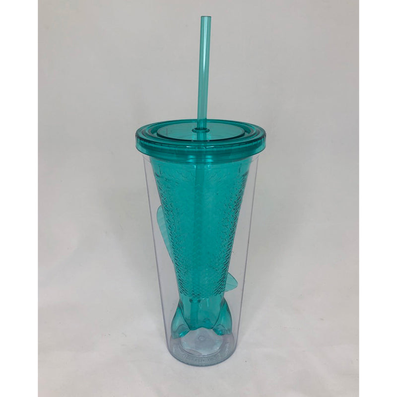 Insulated tumbler (teal with scales and fin)