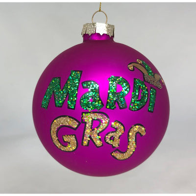 Mardi Gras Oval Stripe Glitter Ornament – 318 Art Co.