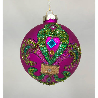 Purple Ornament 3.75" Glass (Mardi Gras)