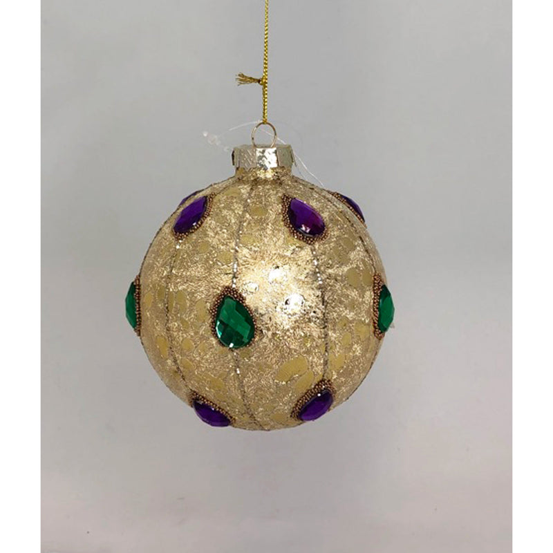 Glass Ornament (4" gold jeweled)