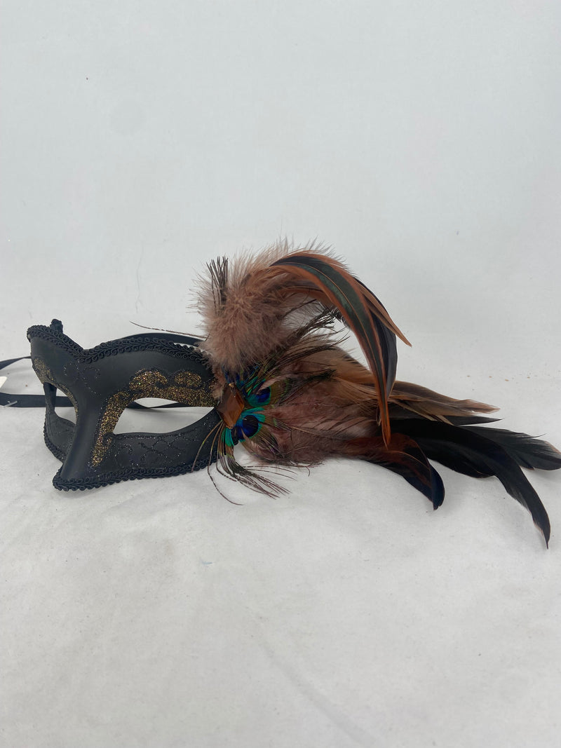 Black mask peacock feather
