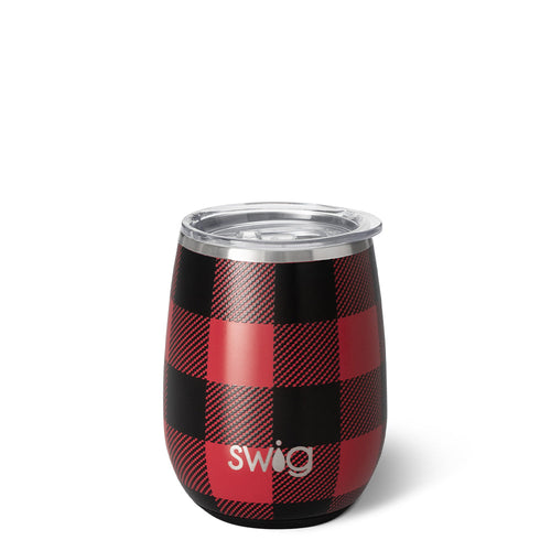Swig Buffalo Plaid Stemless Wine Cup (14 oz)